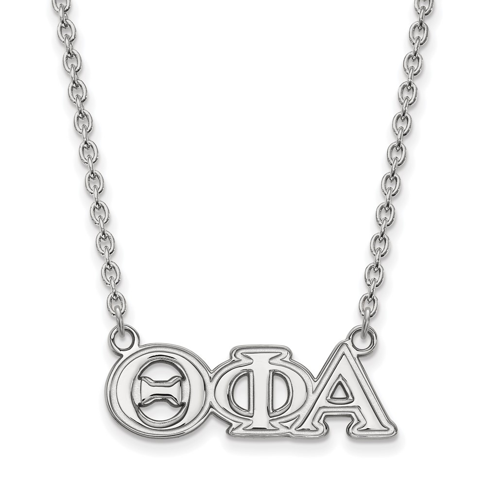 Sterling Silver Rhodium-plated LogoArt Theta Phi Alpha Sorority Greek Letters Medium Pendant Necklace, 18"