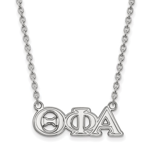Sterling Silver Rhodium-plated LogoArt Theta Phi Alpha Sorority Greek Letters Medium Pendant Necklace, 18"