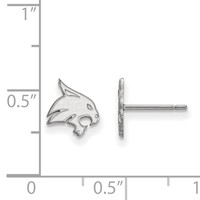 Sterling Silver Rhodium-plated LogoArt Texas State University Bobcat Extra Small Post Earrings view 2