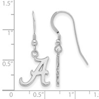 Sterling Silver Rhodium-plated LogoArt University of Alabama Letter a Small Dangle Wire Earrings view 2