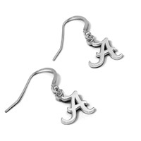 Sterling Silver Rhodium-plated LogoArt University of Alabama Letter a Small Dangle Wire Earrings view 3