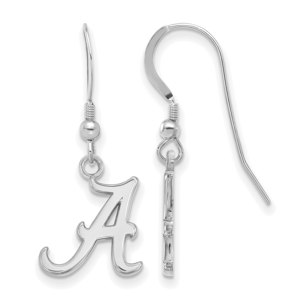 Sterling Silver Rhodium-plated LogoArt University of Alabama Letter a Small Dangle Wire Earrings
