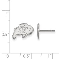 Sterling Silver Rhodium-plated LogoArt University of Colorado Buffalo Extra Small Post Earrings view 2