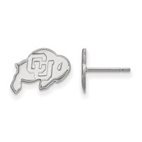 Sterling Silver Rhodium-plated LogoArt University of Colorado Buffalo Extra Small Post Earrings view 1