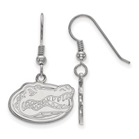 Sterling Silver Rhodium-plated LogoArt University of Florida Gator Small Dangle Wire Earrings view 1