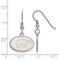 Sterling Silver Rhodium-plated LogoArt University of Georgia Letter G Small Dangle Wire Earrings view 2