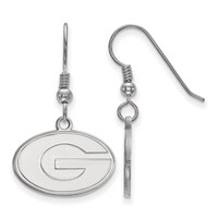 Sterling Silver Rhodium-plated LogoArt University of Georgia Letter G Small Dangle Wire Earrings view 1