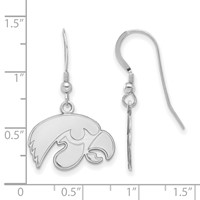 Sterling Silver Rhodium-plated LogoArt University of Iowa Hawk Small Dangle Wire Earrings view 2