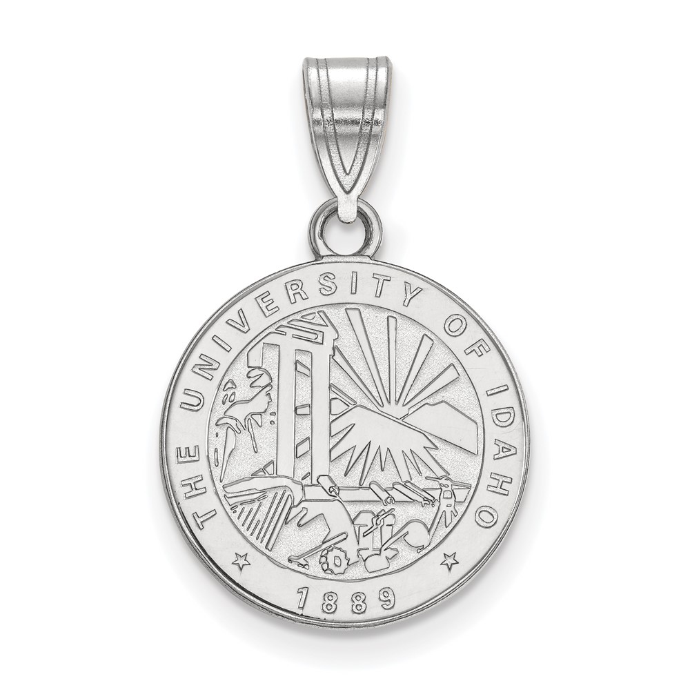 Sterling Silver Rhodium-plated LogoArt University of Idaho Medium Crest Pendant