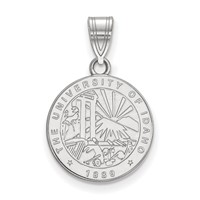 Sterling Silver Rhodium-plated LogoArt University of Idaho Medium Crest Pendant view 1