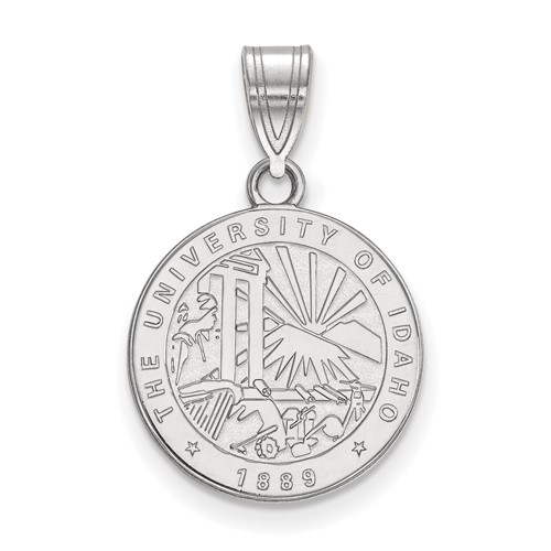 Sterling Silver Rhodium-plated LogoArt University of Idaho Medium Crest Pendant