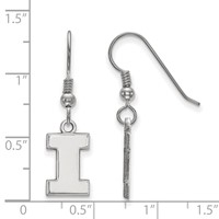 Sterling Silver Rhodium-plated LogoArt University of Illinois Letter I Small Dangle Wire Earrings view 2