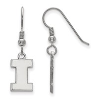 Sterling Silver Rhodium-plated LogoArt University of Illinois Letter I Small Dangle Wire Earrings view 1
