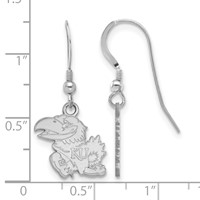 Sterling Silver Rhodium-plated LogoArt University of Kansas Jayhawk Small Dangle Wire Earrings view 2