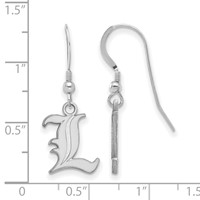 Sterling Silver Rhodium-plated LogoArt University of Louisville Letter L Small Dangle Wire Earrings view 2