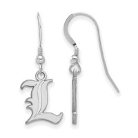 Sterling Silver Rhodium-plated LogoArt University of Louisville Letter L Small Dangle Wire Earrings view 1