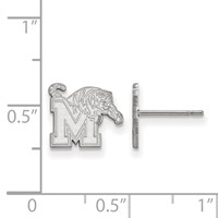 Sterling Silver Rhodium-plated LogoArt University of Memphis Extra Small Post Earrings view 2