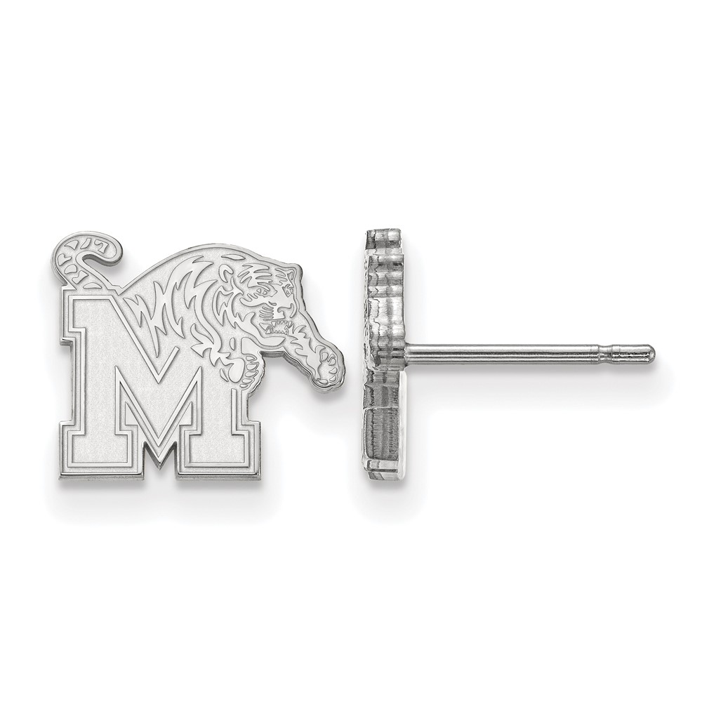 Sterling Silver Rhodium-plated LogoArt University of Memphis Extra Small Post Earrings
