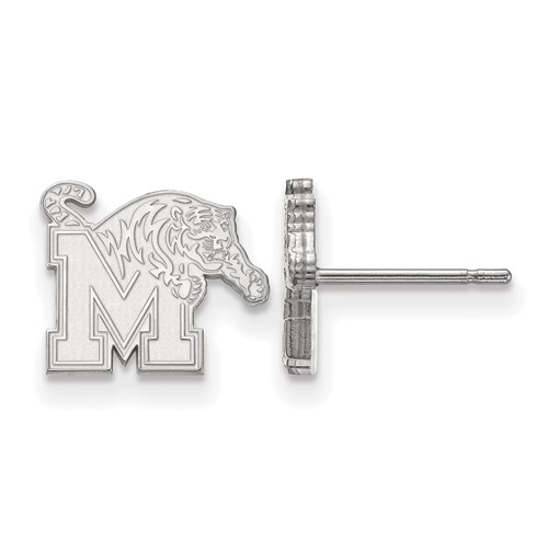 Sterling Silver Rhodium-plated LogoArt University of Memphis Extra Small Post Earrings