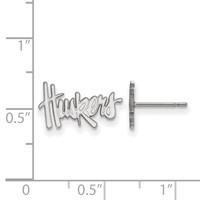 Sterling Silver Rhodium-plated LogoArt University of Nebraska Huskers Extra Small Post Earrings view 2