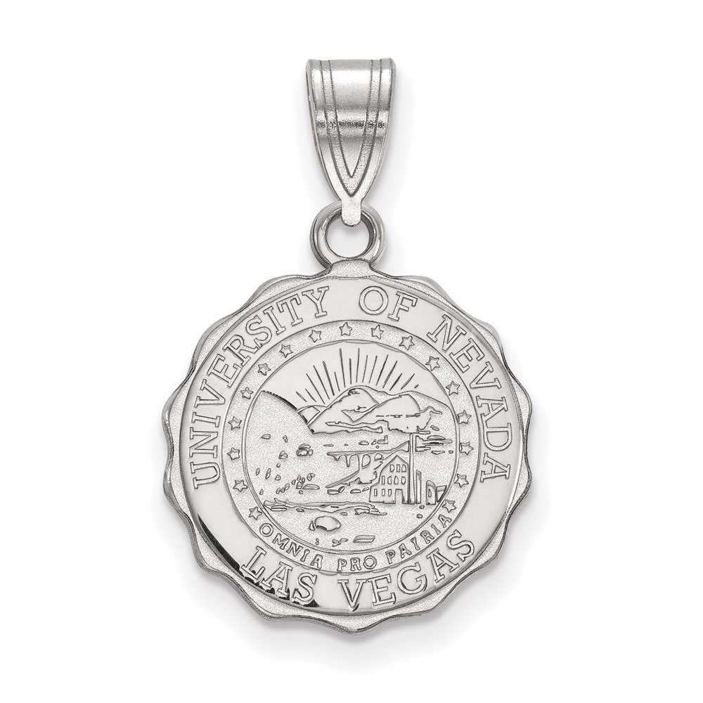 Sterling Silver Rhodium-plated LogoArt University of Nevada-Las Vegas Medium Crest Pendant