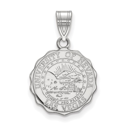 Sterling Silver Rhodium-plated LogoArt University of Nevada-Las Vegas Medium Crest Pendant