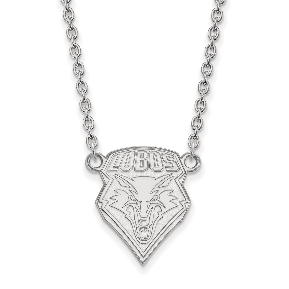 Sterling Silver Rhodium-plated LogoArt University of New Mexico Large Pendant Necklace, 18"