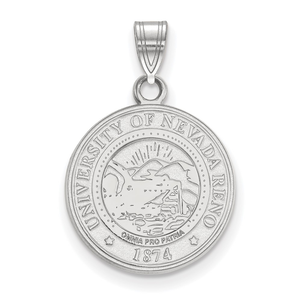 Sterling Silver Rhodium-plated LogoArt University of Nevada-Reno Medium Crest Pendant