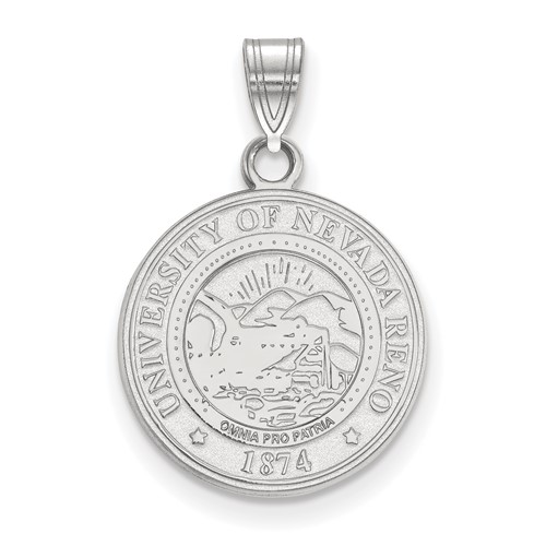 Sterling Silver Rhodium-plated LogoArt University of Nevada-Reno Medium Crest Pendant