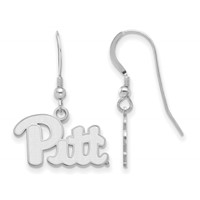 Sterling Silver Rhodium-plated LogoArt University of Pittsburgh Small Dangle Wire Earrings view 1