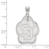Sterling Silver Rhodium-plated LogoArt University of South Dakota Extra Large Pendant view 2