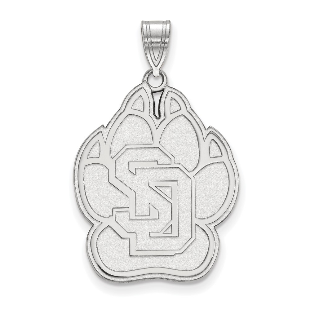 Sterling Silver Rhodium-plated LogoArt University of South Dakota Extra Large Pendant