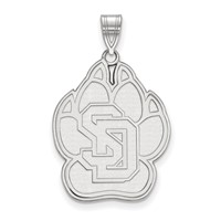 Sterling Silver Rhodium-plated LogoArt University of South Dakota Extra Large Pendant view 1