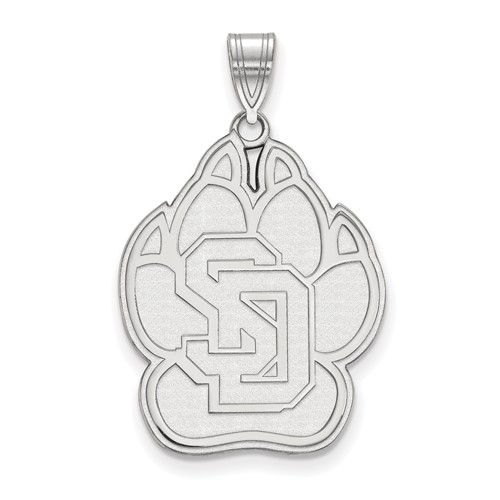 Sterling Silver Rhodium-plated LogoArt University of South Dakota Extra Large Pendant