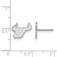 Sterling Silver Rhodium-plated LogoArt University of South Florida Bull Extra Small Post Earrings view 2
