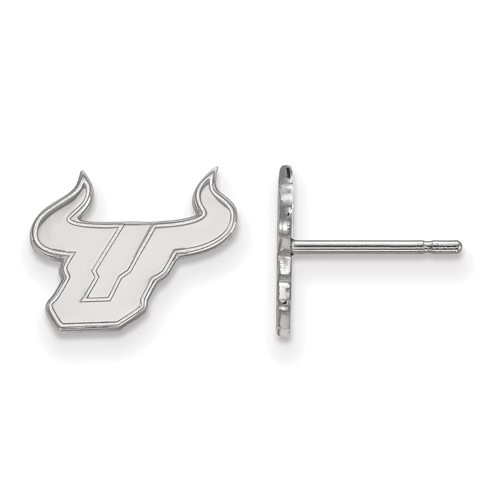 Sterling Silver Rhodium-plated LogoArt University of South Florida Bull Extra Small Post Earrings