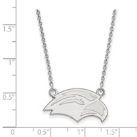 Sterling Silver Rhodium-plated LogoArt University of Southern Mississippi Eagle Small Pendant Necklace, 18" view 2