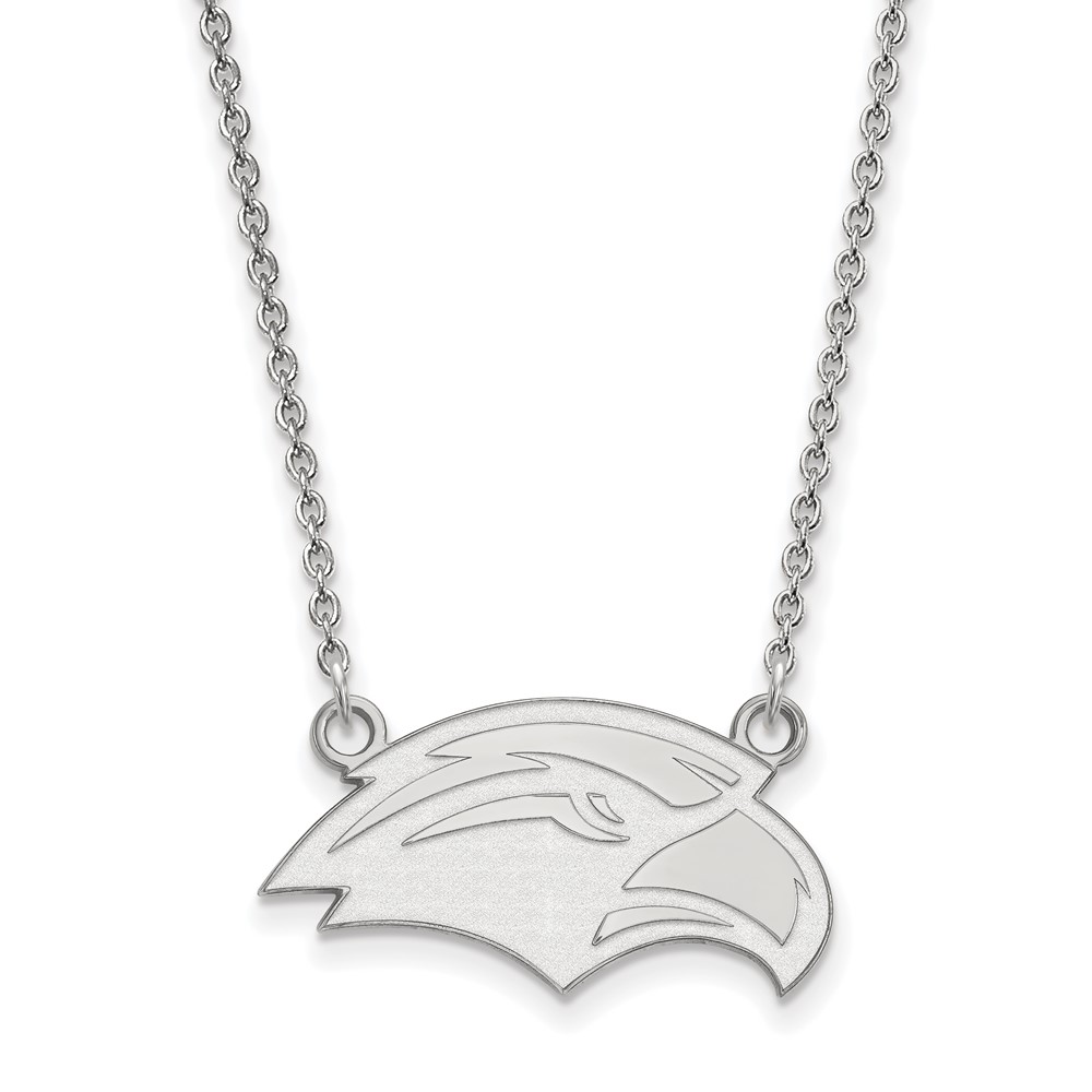 Sterling Silver Rhodium-plated LogoArt University of Southern Mississippi Eagle Small Pendant Necklace, 18"
