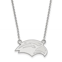 Sterling Silver Rhodium-plated LogoArt University of Southern Mississippi Eagle Small Pendant Necklace, 18" view 1