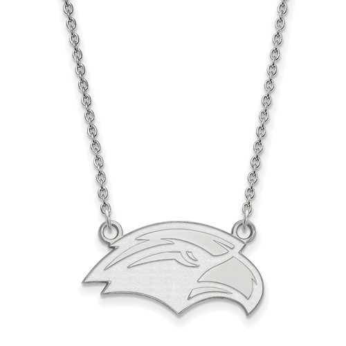 Sterling Silver Rhodium-plated LogoArt University of Southern Mississippi Eagle Small Pendant Necklace, 18"