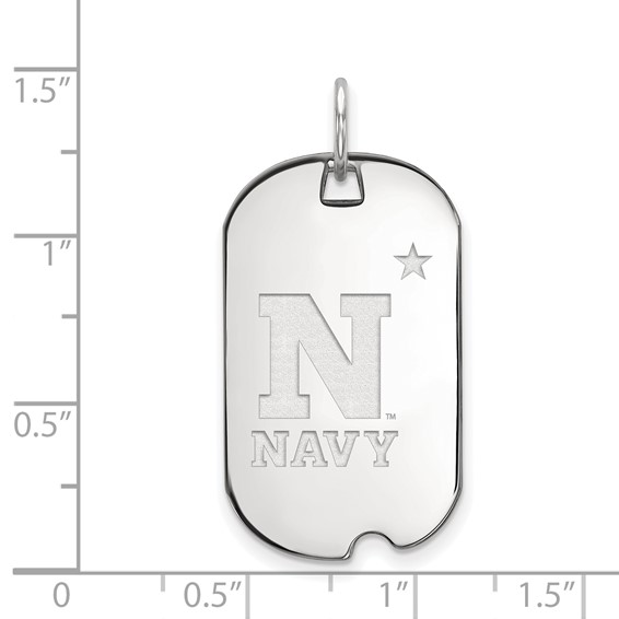 14k White Gold LogoArt US Naval Academy Small Dog Tag Pendant