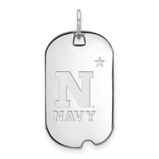 14k White Gold LogoArt US Naval Academy Small Dog Tag Pendant