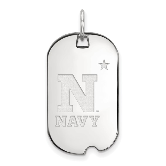 14k White Gold LogoArt US Naval Academy Small Dog Tag Pendant