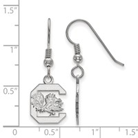 Sterling Silver Rhodium-plated LogoArt University of South Carolina Small Dangle Wire Earrings view 2