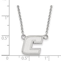 Sterling Silver Rhodium-plated LogoArt University of Tennessee At Chattanooga Letter C Small Pendant Necklace, 18" view 2