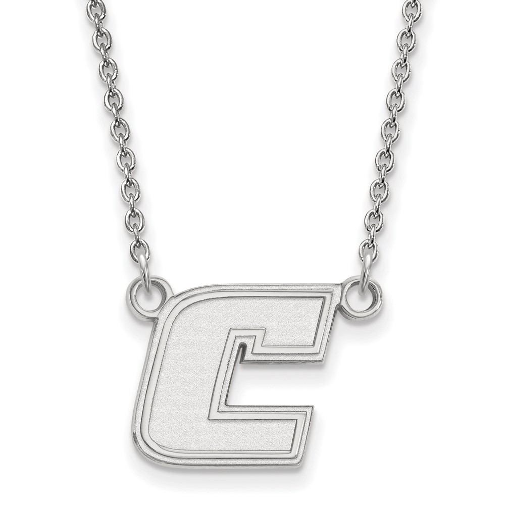 Sterling Silver Rhodium-plated LogoArt University of Tennessee At Chattanooga Letter C Small Pendant Necklace, 18"