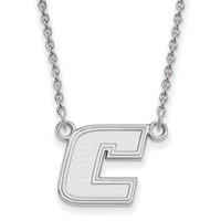 Sterling Silver Rhodium-plated LogoArt University of Tennessee At Chattanooga Letter C Small Pendant Necklace, 18" view 1