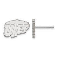 Sterling Silver Rhodium-plated LogoArt University of Texas At El Paso Extra Small Post Earrings view 1