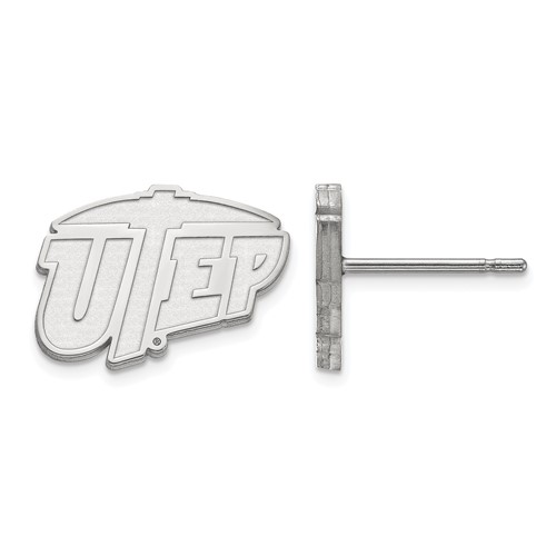 Sterling Silver Rhodium-plated LogoArt University of Texas At El Paso Extra Small Post Earrings