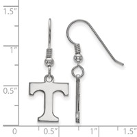 Sterling Silver Rhodium-plated LogoArt University of Tennessee Letter T Small Dangle Wire Earrings view 2
